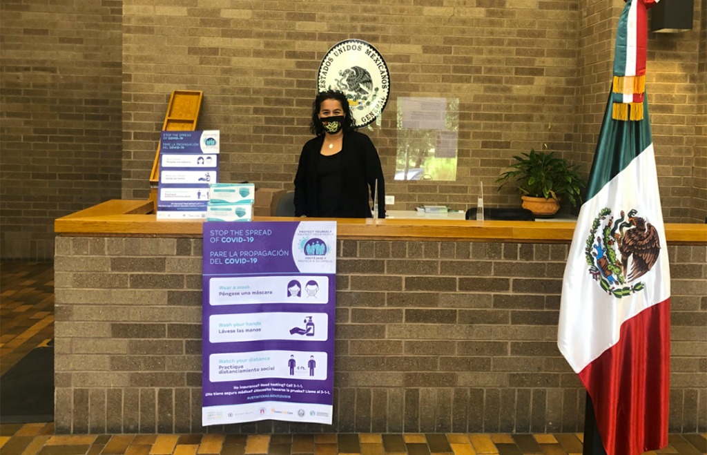 staff and patients at COVID-19 PPE distribution or vaccine clinic